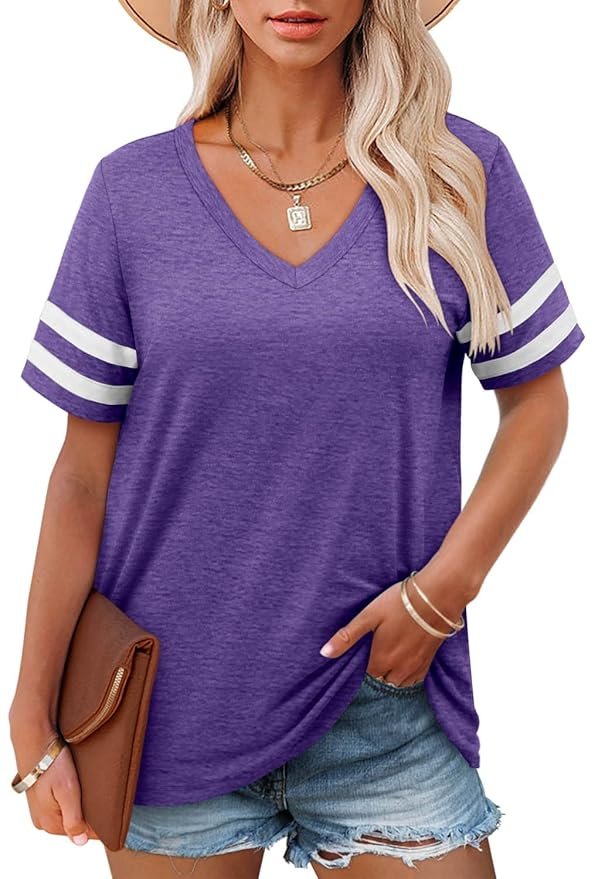 Angerella Women's Summer Waffle Knit Tunic Blouse Loose Fitting Tops