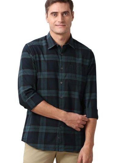 Peter England Men's Checkered Slim Fit Shirt