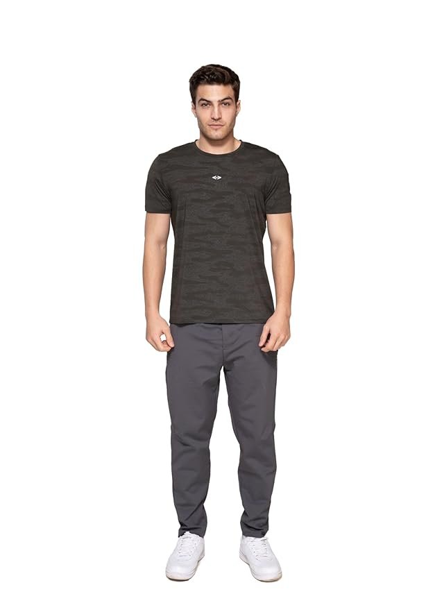 STRCH Men's Nylon Half Sleeve T-Shirt Regular Fit - Workout Activewear for Gym, Quick Dry Training, Running, Fitness, Jogging, Exercise, Casual Wear.