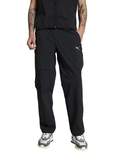 Puma Men Mid Rise, Relaxed Cargo Pants, Black, XL,